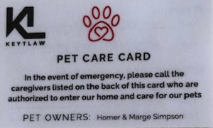 pet emergency card